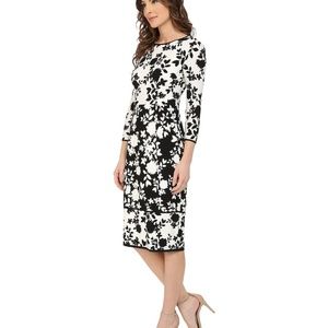 Black/white patterned long sleeve Dress